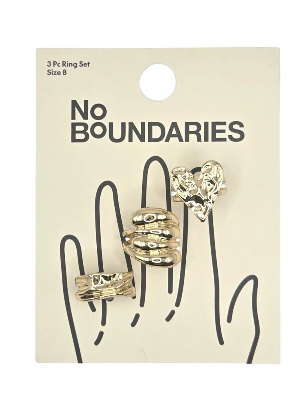 No Boundaries Gold 3-Piece Stackable Ring Set Size 8